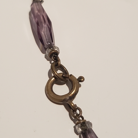 Art Deco Necklace, Purple & Clear Faceted Beads 16" - Picture 5 of 6